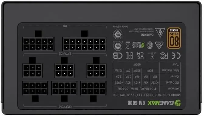 Блок живлення GameMax GM 600B Fully-modular 600W 80+ Bronze (GM 600B Fully-modular New) - фото 3