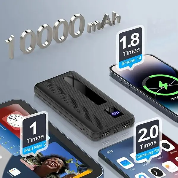 Портативний зарядний пристрій ємністю 10 000 мАг швидка зарядка 15 Вт з USB C - фото 6