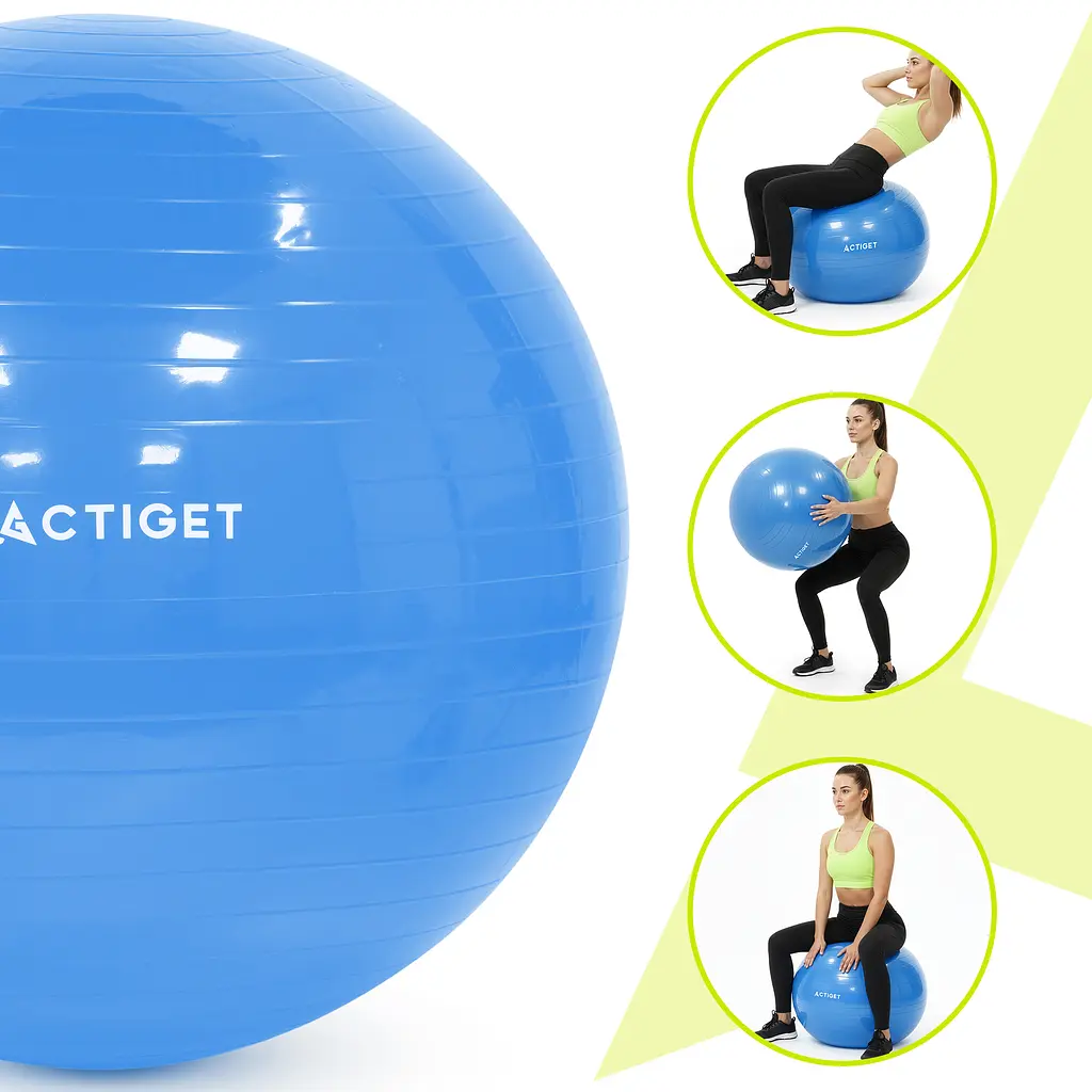 М'яч для фітнесу (фітбол) Actiget 75 см з насосом ACT0147 Blue - фото 2