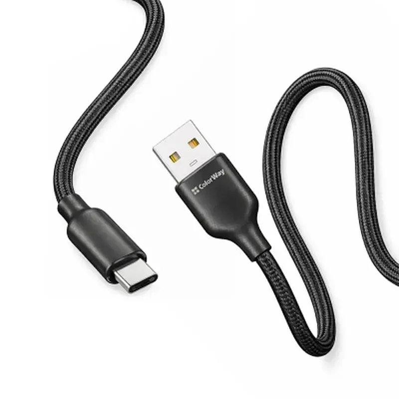 Дата кабель USB 2.0 AM to USB-C 1.0m 3A TPE embossed black ColorWay (CW-CBUC101-BK) - фото 2