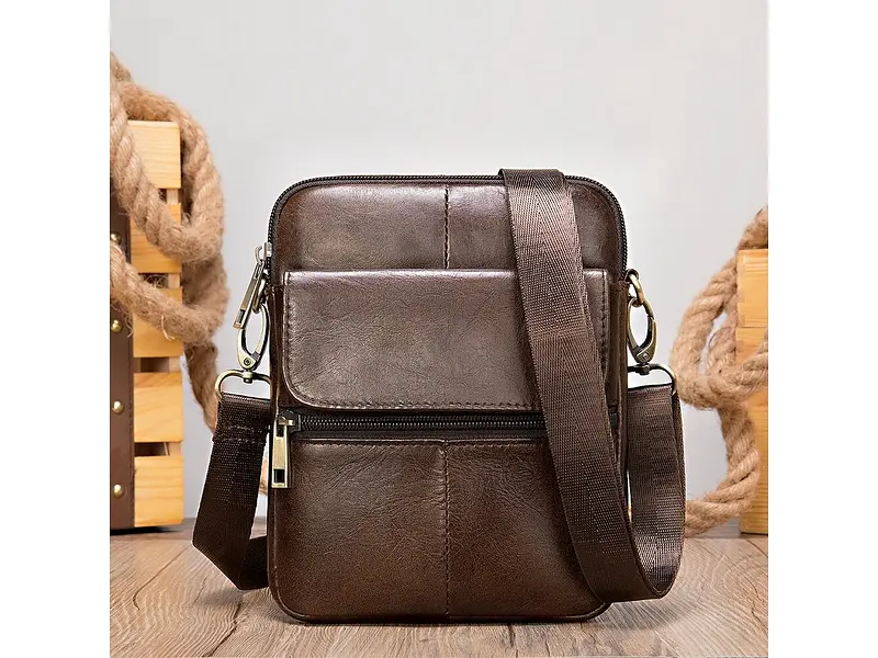 Чоловіча шкіряна сумка Vintage 19х15х2,5 см sum0012813 - фото 5
