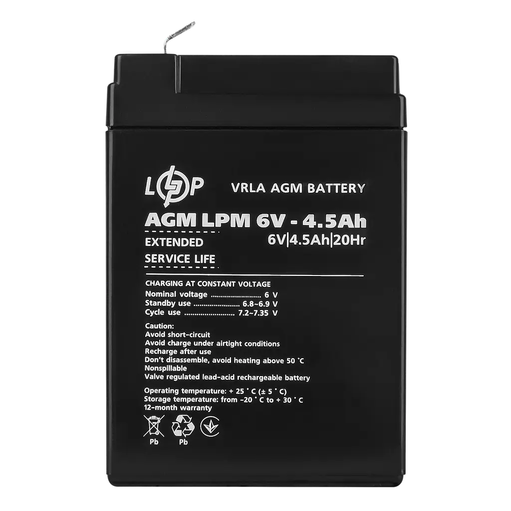 Акумулятор AGM LPM 6V - 4.5 Ah - фото 4