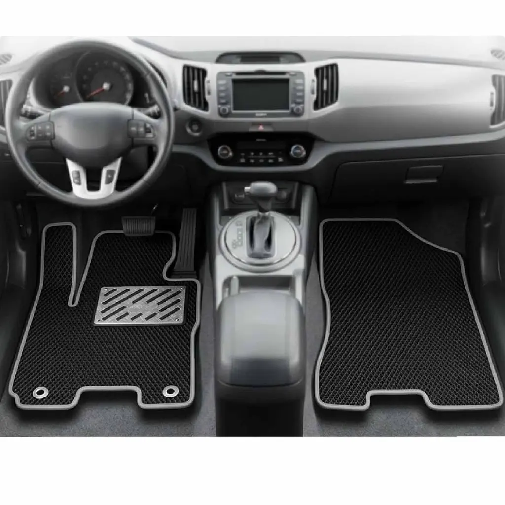 Килимки в салон передні EVA для Kia Sportage 2010-2015 Europe (Металевий підп'ятник) Чорні 2 шт