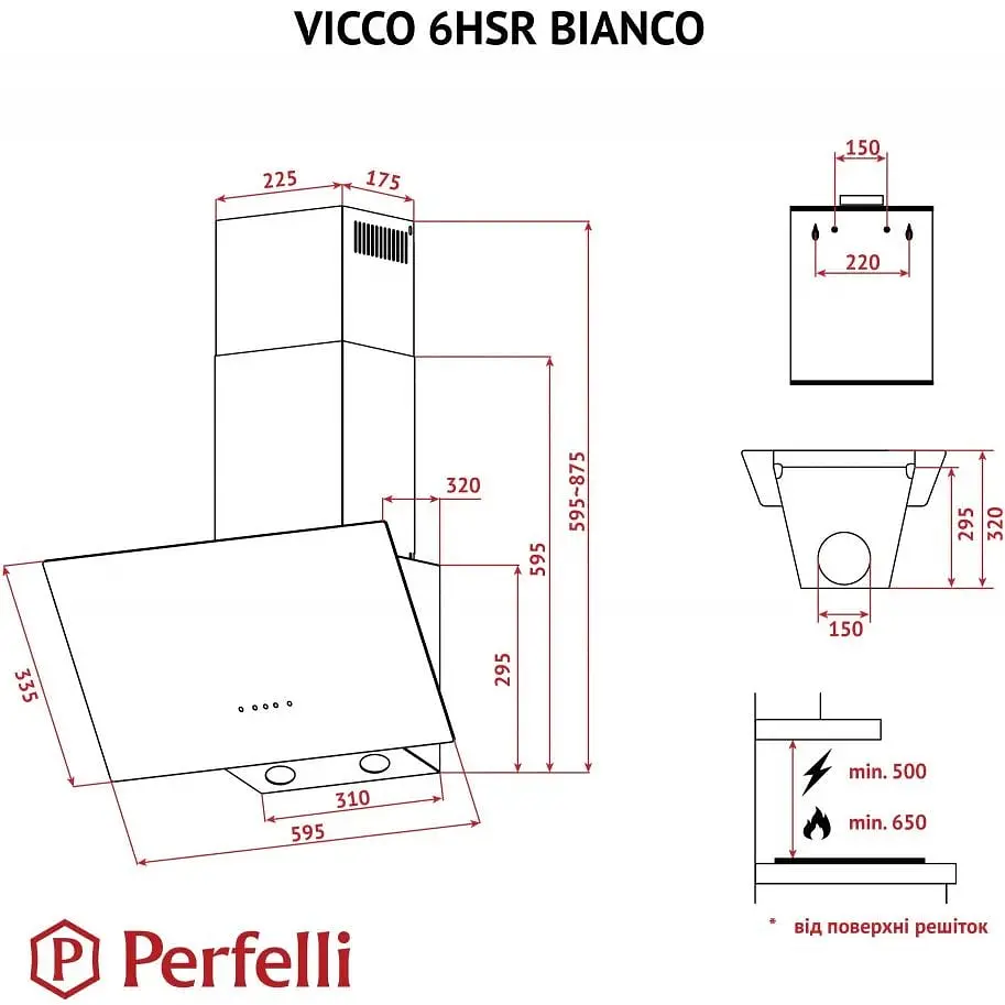 Вытяжка Perfelli Vicco 6HSR Bianco - фото 10