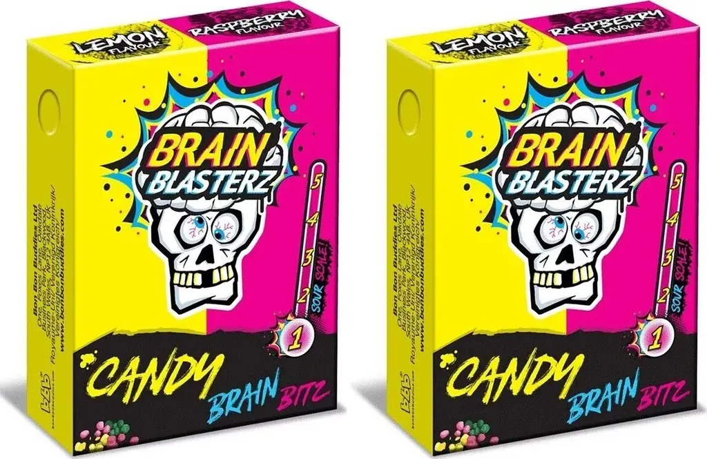 Кислі цукерки-драже Brain Blasterz Sour Candy Bitz Lemon Raspberry 45г - фото 3