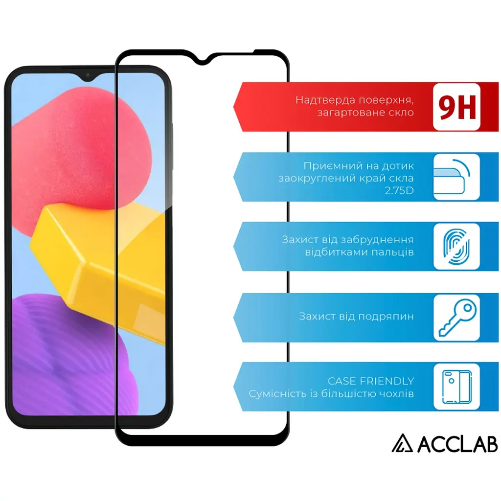 Скло захисне ACCLAB Full Glue Samsung M13 Black (1283126544927) - фото 3