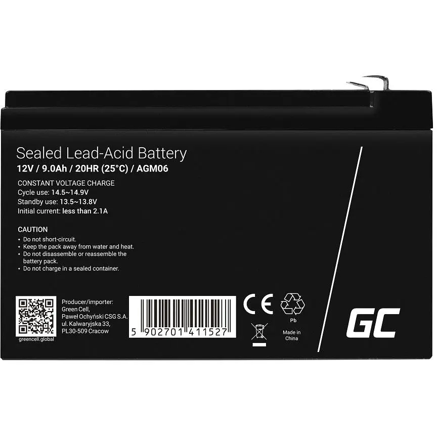 Аккумуляторная батарея AGM Green Cell VRLA 12V 9Ah для ИБП (AGM06) - фото 3
