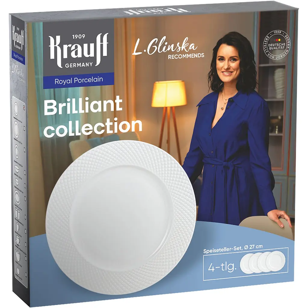 Набор фарфоровых обеденных тарелок Krauff из коллекции Лизы Глинской 27 см 4 шт. (21-316-007) - фото 6
