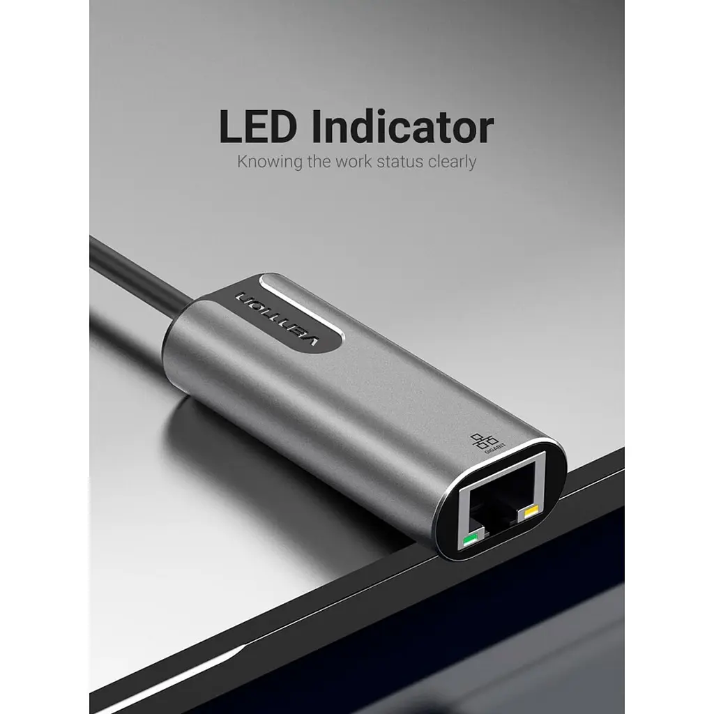 Адаптер Vention USB 3.0-A to Gigabit Ethernet Adapter Gray 0.15M Aluminum Alloy Type (CEWHB) - фото 8