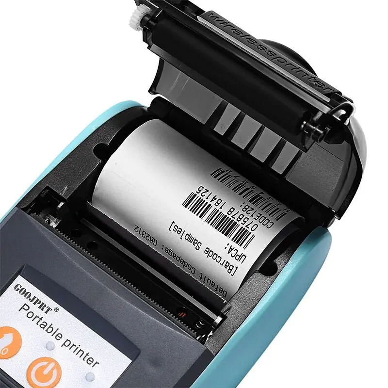 Мобильный термопринтер для смартфона bluetooth Goojprt PT-210, pos принтер + чехол, голубой (100621) - фото 2