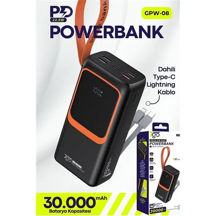 Внешний аккумулятор Power bank 7GO GPW-08 30000mAh PD22,2W+QC3.0 батарея быстрая зарядка Чёрный - фото 3