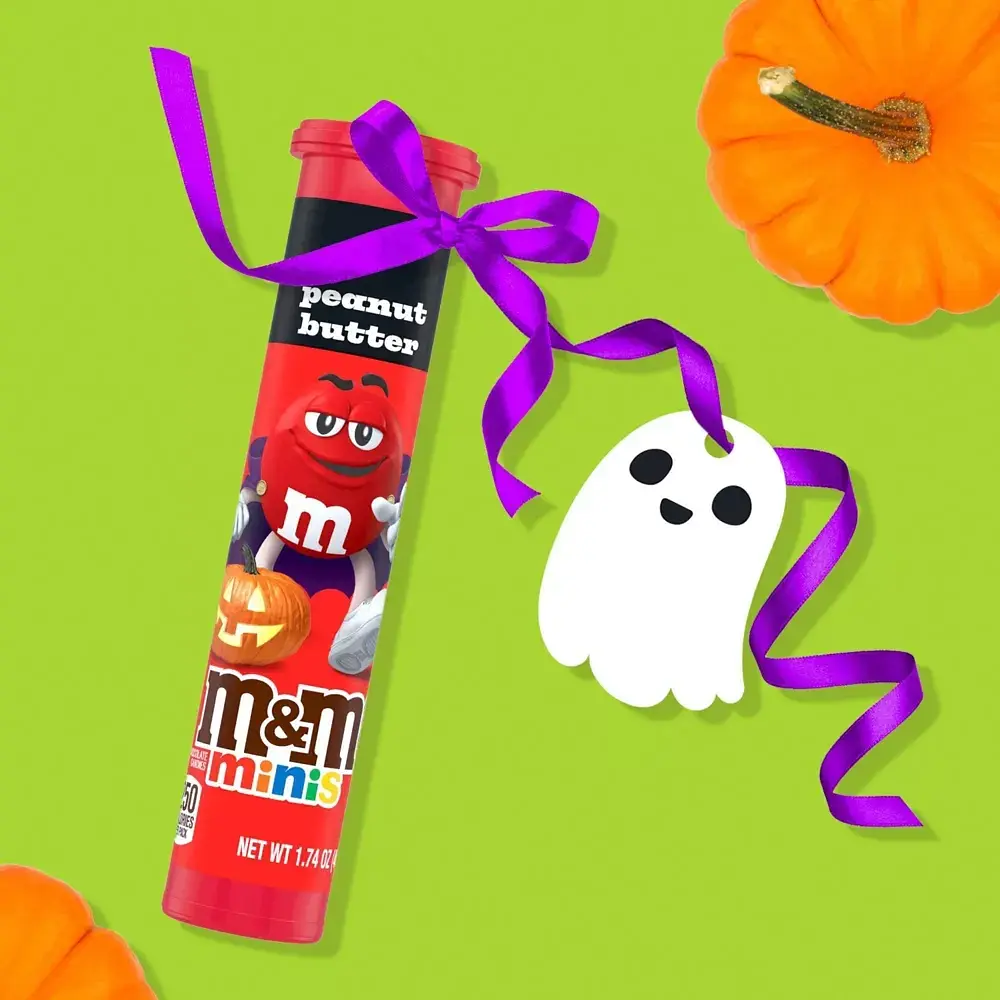 Драже M&M's Minis Halloween Peanut Butter Chocolate Candy Megatube 49.3 г - фото 3