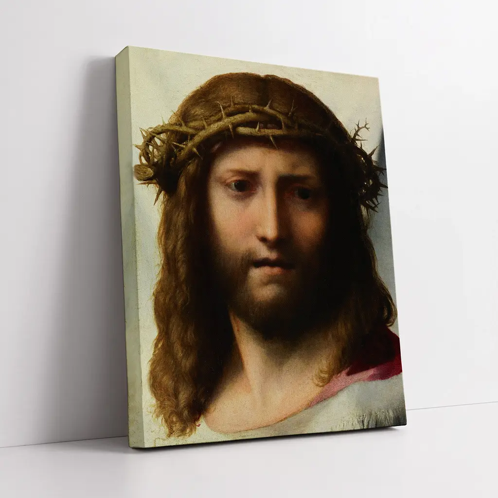 Інтер'єрна картина Голова Христа, Антоніо да Корреджо, Antonio da Correggio, Head of Christ, релігійний декор, 60×48 см (id6969) - фото 2