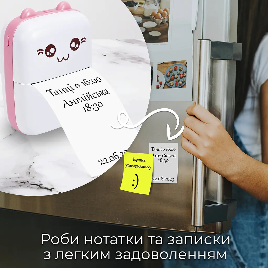 Портативний дитячий термопринтер JETIX Mini printer Pink з набором термобумаги (5 рулонів) - фото 6