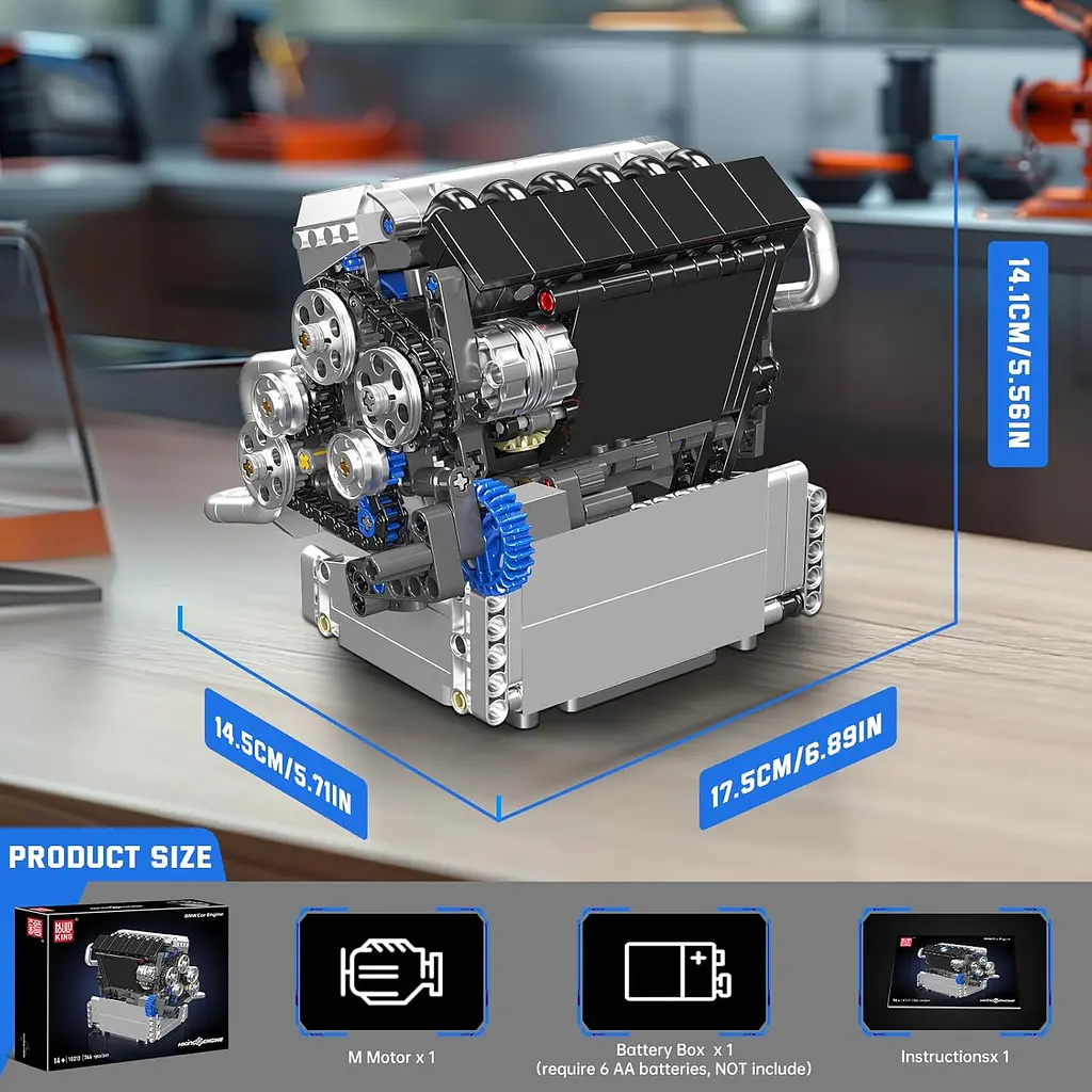 Конструктор двигун Mould King BMW  S55 Inline-6 Engine моторизований дитячий мотор 744 деталей - фото 3