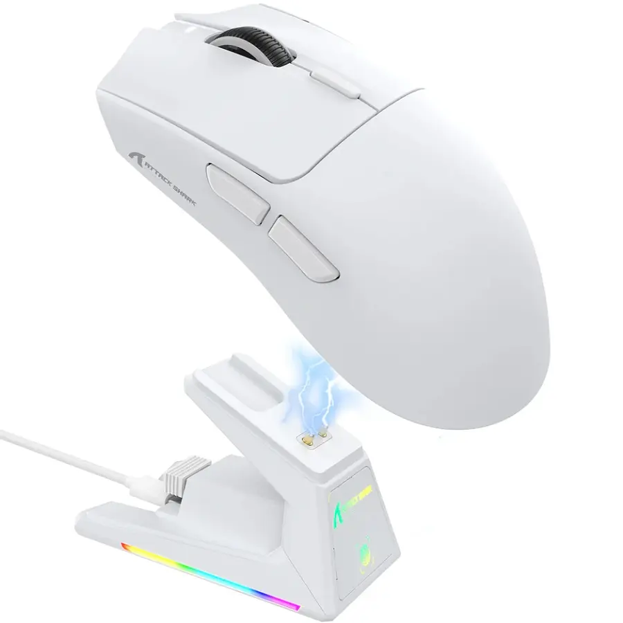 Мишка Attack Shark X1, Wireless/Bluetooth, 40000dpi. (PAW3395PRO), 6кн., White - фото 2