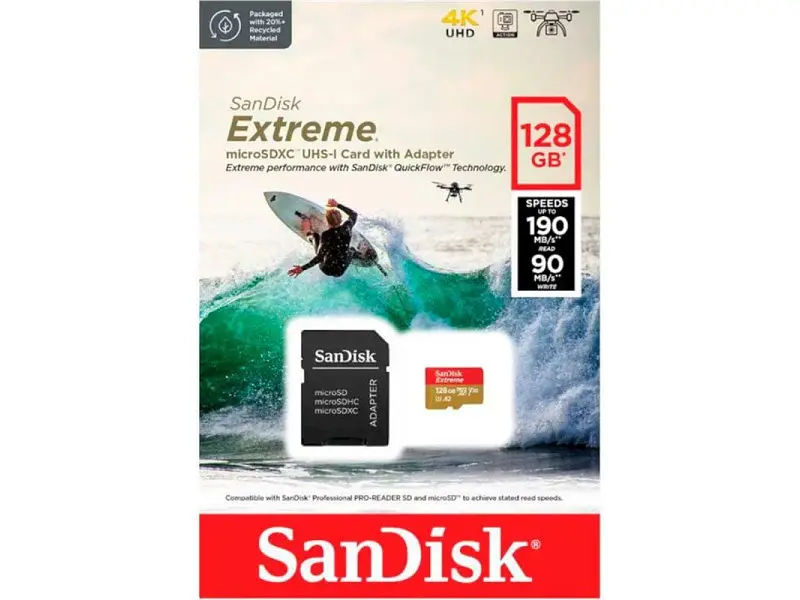 Карта пам'яті SanDisk Extreme microSDXC UHS-I U3 V30 A2 Class 10 128 GB (SDSQXAA-128G-GN6AA) - фото 4