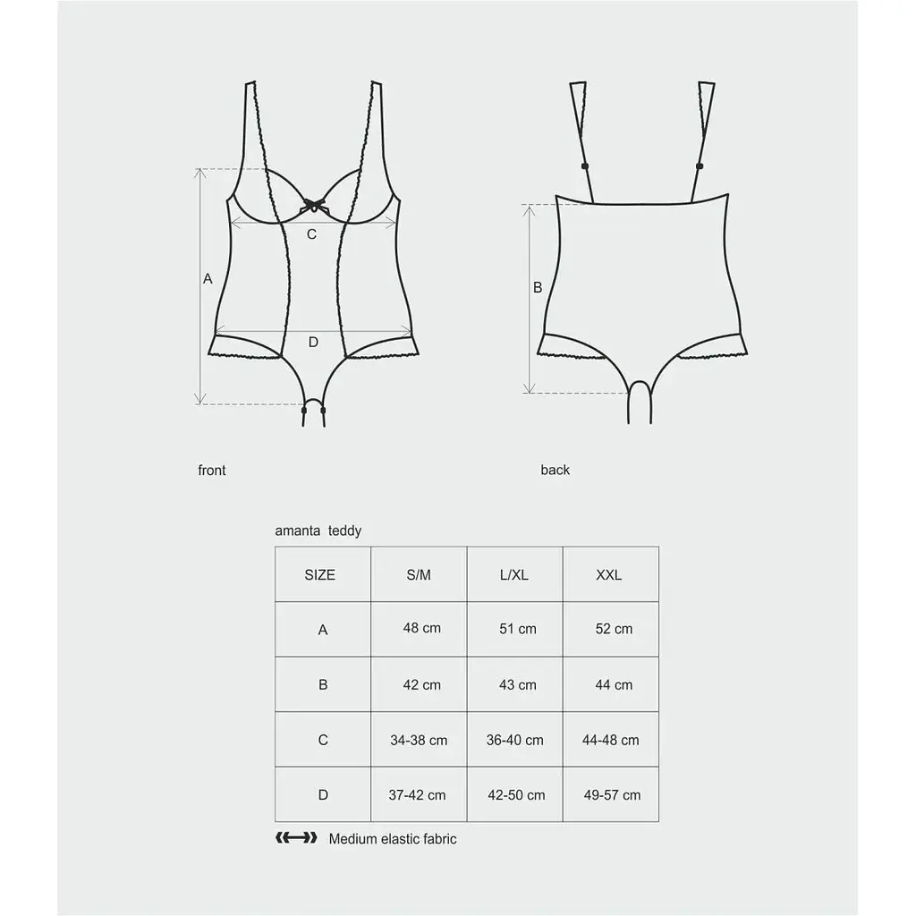 Сітчасте боді на кісточках Obsessive Amanta teddy S/M - фото 7