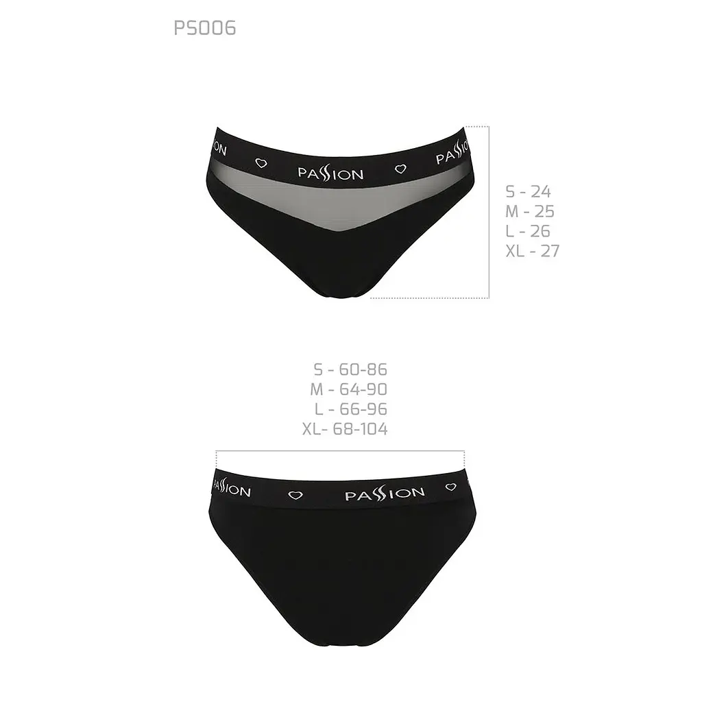 Трусики з прозорою вставкою Passion PS006 PANTIES M, black - фото 6
