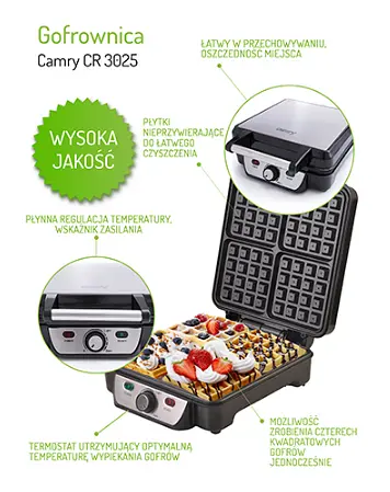 Вафельница Camry CR 3025 1500 Вт - фото 4