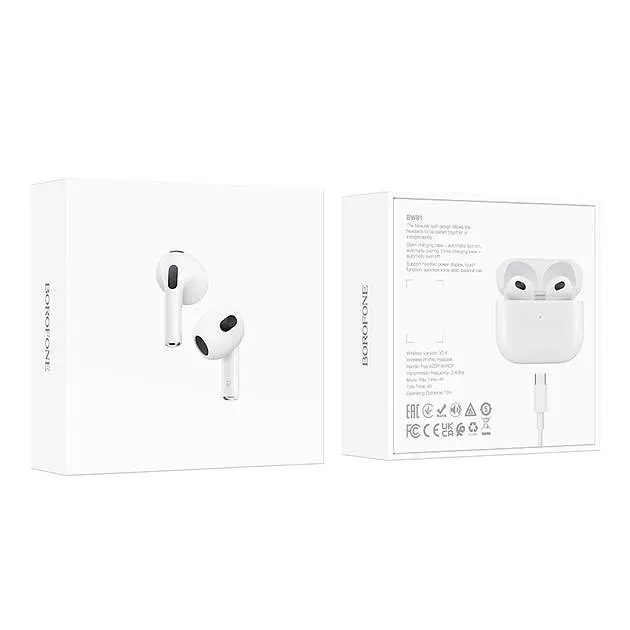 Беспроводные наушники Borofone BW81, TWS, с микрофоном, BT5.4, 30mAh, 300mAh, 4h, white - фото 6