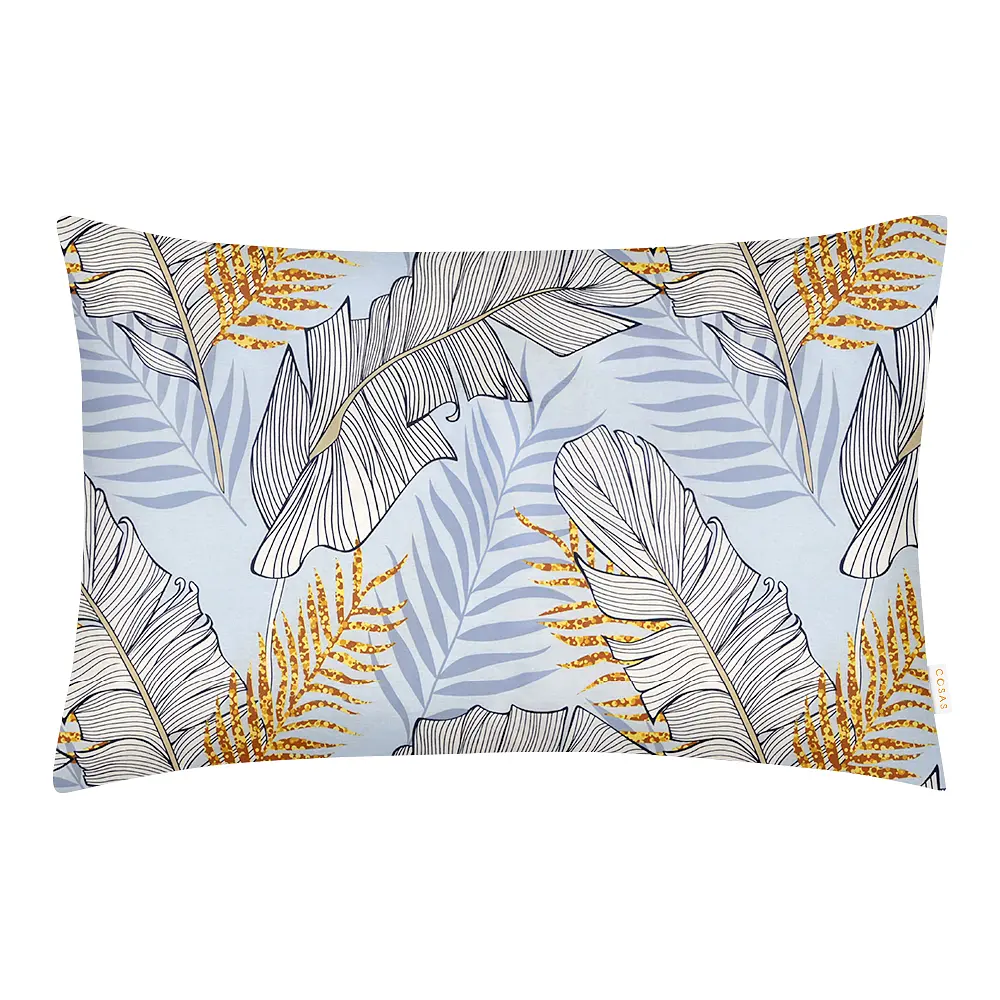 Комплект постельного белья Cosas Palm leaves CS5 Полуторный голубой (PalmBlueGreyGold_LightBlue_160) - фото 5