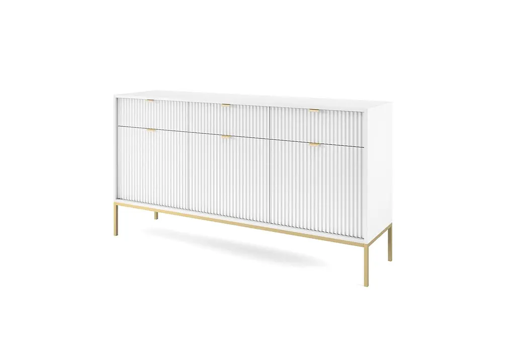 Комод Perfect Home Новая/Nova 3-дверный с 3 ящиками и золотыми ножками KSZ154 Белый (PFH-091241) - фото 5