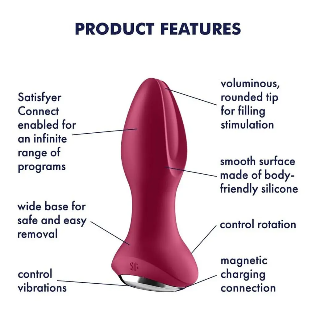 Анальна пробка Satisfyer Rotator Plug 2+ 12.8 см (червоний) - фото 8