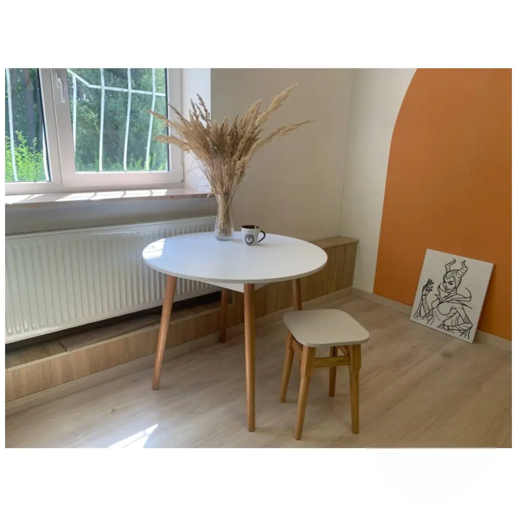 Обеденный стол круглый Lion Майами-1 деревянные ножки Нимфея Альба (LION-041002) - фото 2