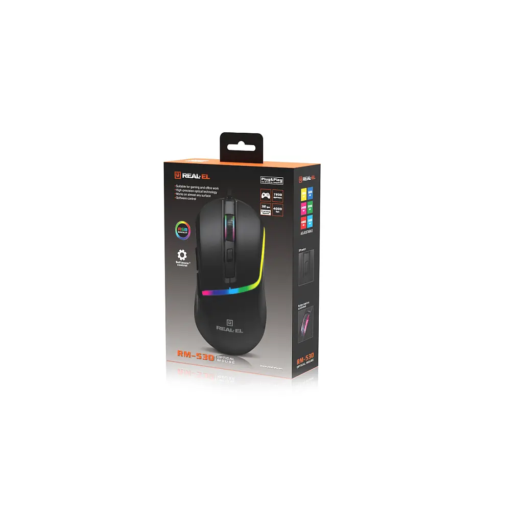 Мишка REAL-EL RM-530 USB Black (EL123200053) - фото 12