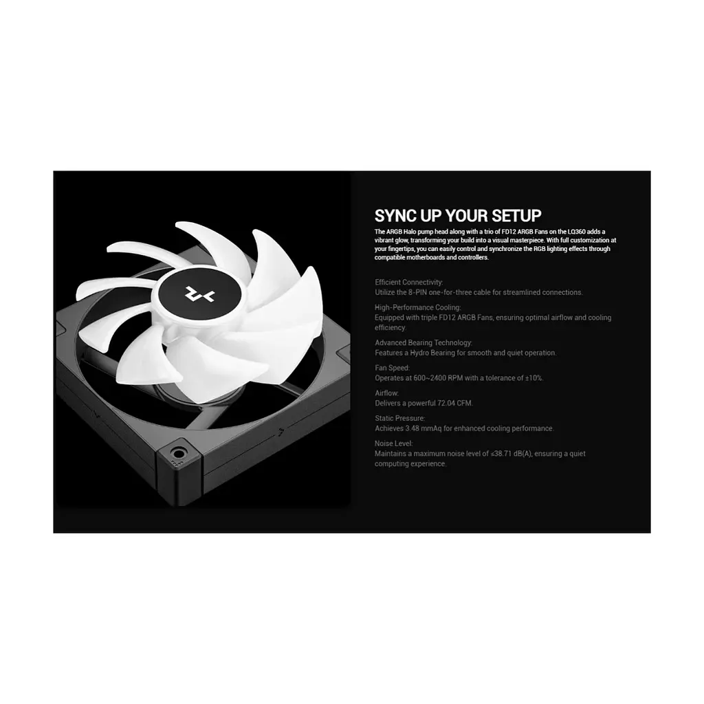 Система рідинного охолодження Deepcool LQ360 Black (R-LQ360-BKLSMW-G-1) - фото 2