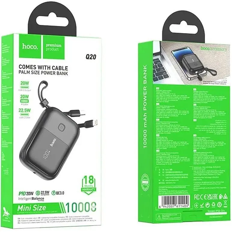 Павербанк Hoco Q20 Fountain 22.5W+PD22W 10000 mAh Black - фото 4