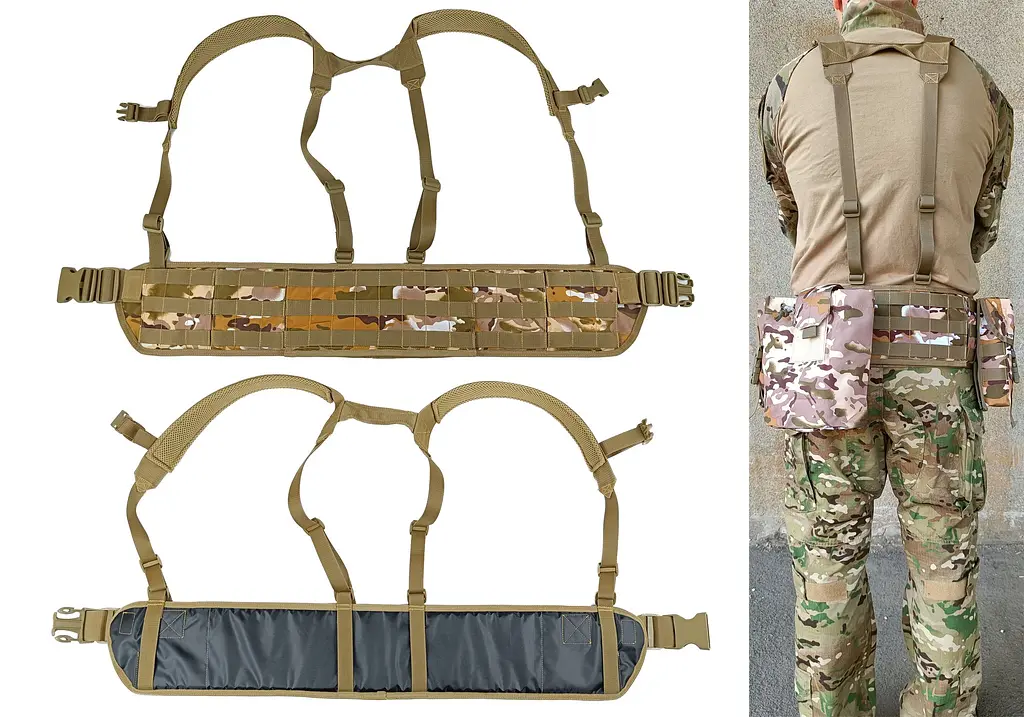 Тактичний пояс розвантажувальний РПС з кріпленнім MOLLE та плечовими лямками Multicam Arid степовий без підсумків - фото 2