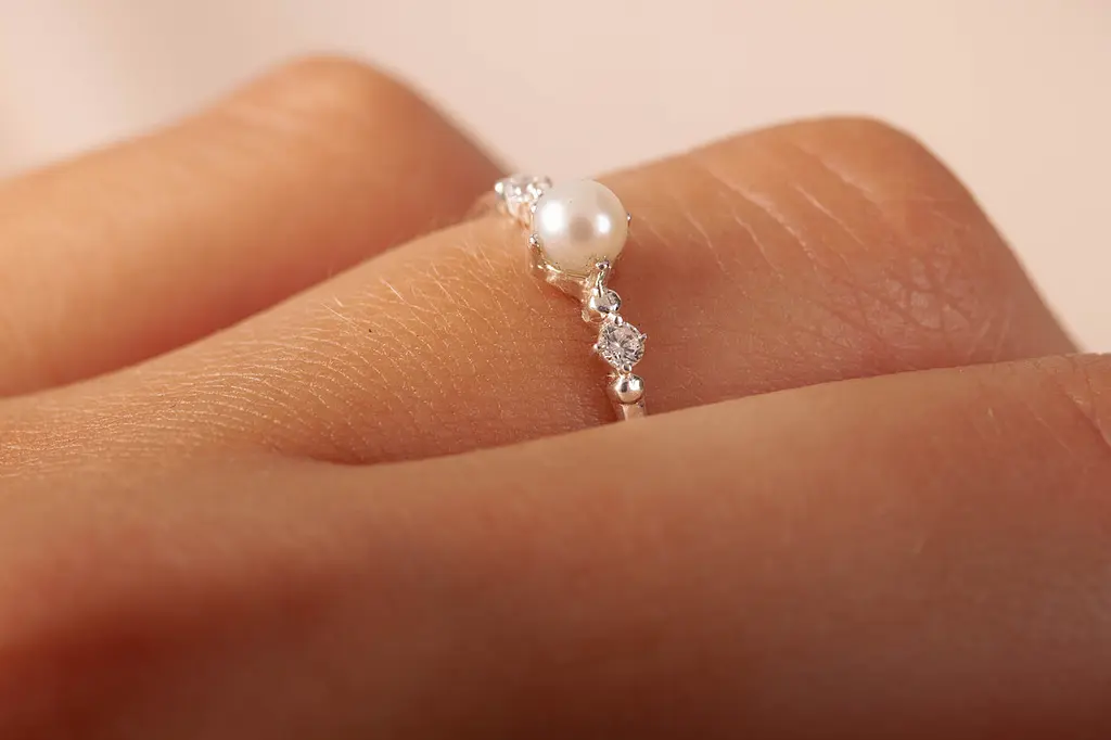 Каблучка з білого золота з жемчугом 17 K-0006 - фото 8