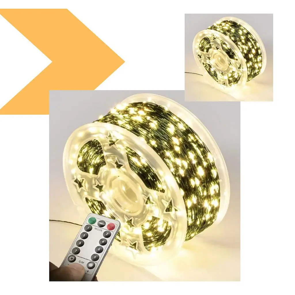 Гірлянда Роса нитка 500 LED, довжина 50 м з пультом, зелений, теплий XPRO (47724-717_377) - фото 2