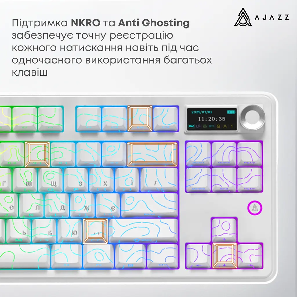 Клавиатура беспроводная Ajazz AK870 V2 Maillard Switch White (AK870-V2-SW) - фото 16