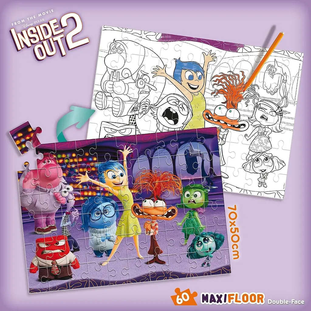 Пазли 2в1 Думками навиворіт 2 Lisciani Disney Inside Out 2 двосторонні 60 елементів 70 × 50 см (SKU-342) - фото 2
