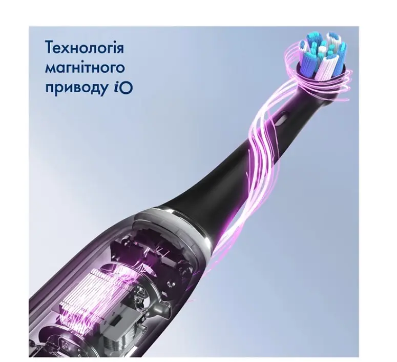 Набір електричних зубних щіток Oral-B Braun iO3 чорна та блакитна + футляр - фото 7