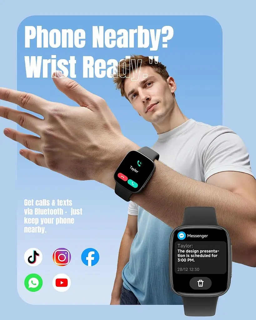 Смарт-годинник 1.85" AMOLED з Bluetooth-дзвінками, 3ATM, 100+ спортивними режимами та автономністю до 10 днів - фото 4