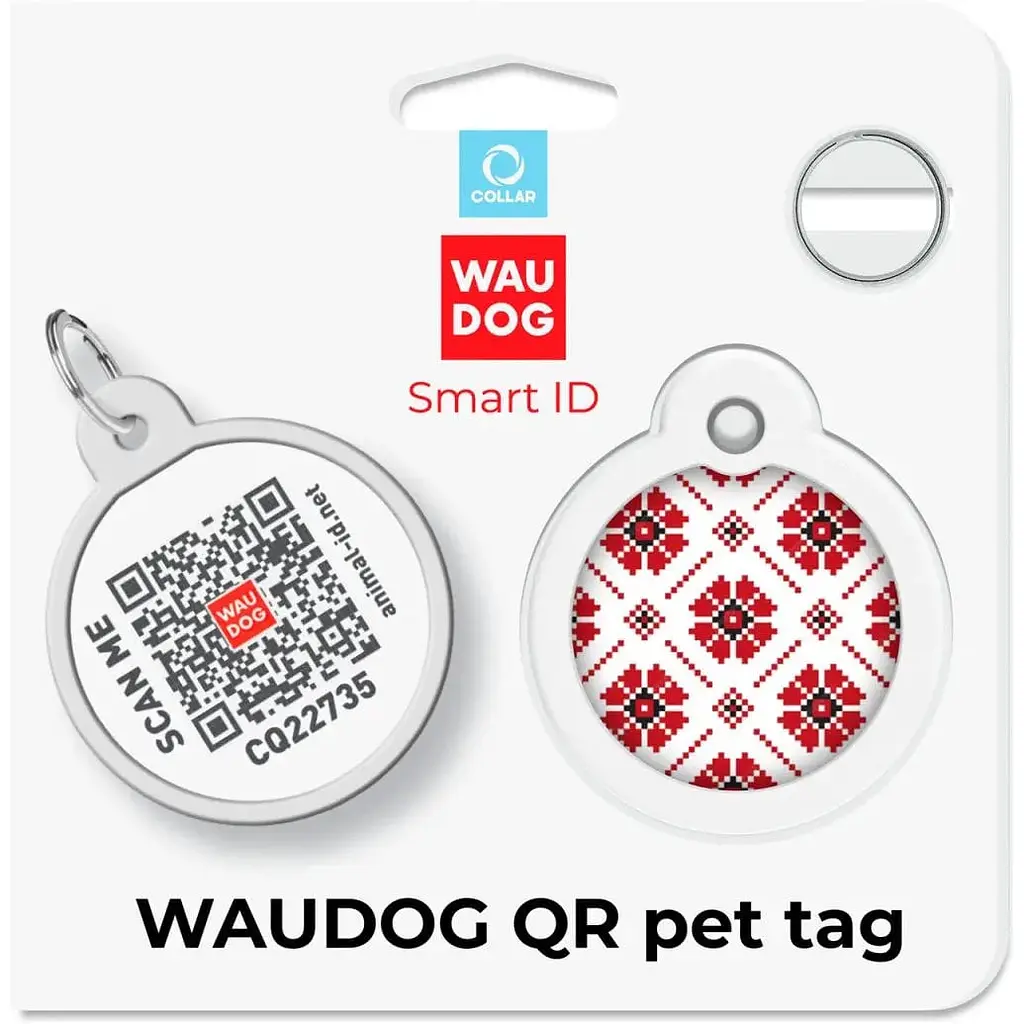 Адресник для собак і котів Waudog Smart ID з QR паспортом Вишиванка 30 мм - фото 5
