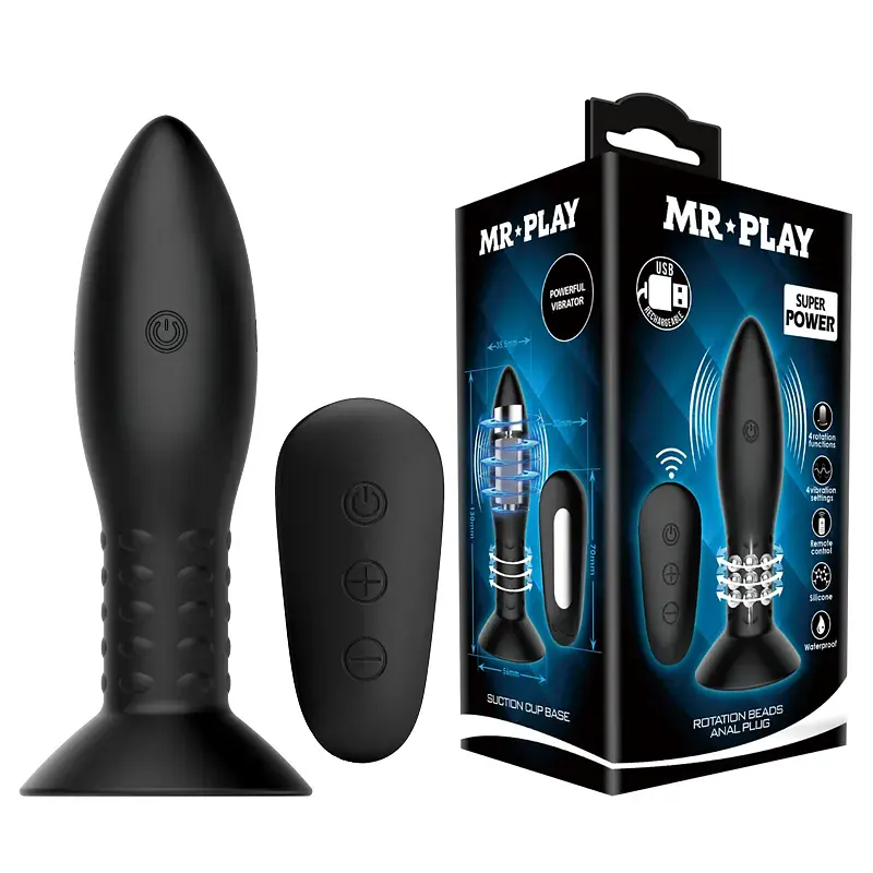 Анальна пробка з вібрацією Mr Play RC Vibrating Butt Plug Black, 11х3.3 см, чорний - фото 7