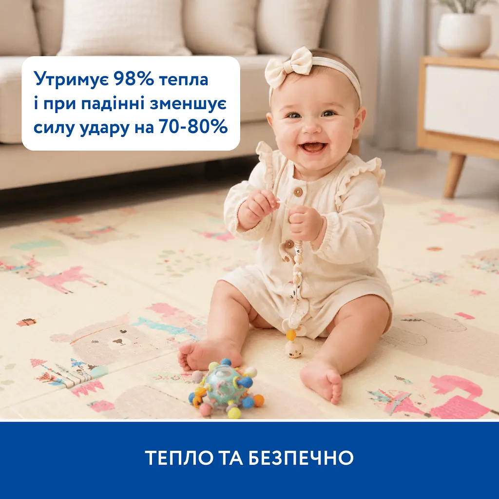 Великий двосторонній ігровий термокилимок Piccolino Ведмежа і друзі 180х200х1,5 см (26000005) - фото 7