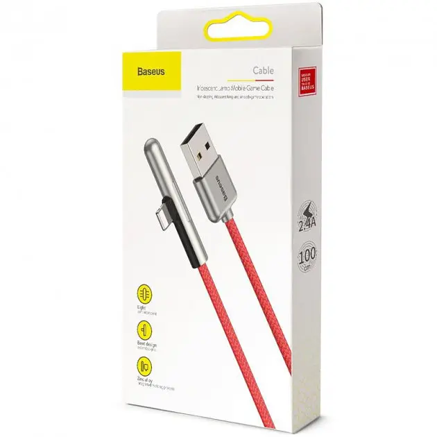 Кабель Baseus Iridescent Lamp Mobile Game Cable USB to Lightning 2.4A 1m CAL7C-A09 Red - фото 3