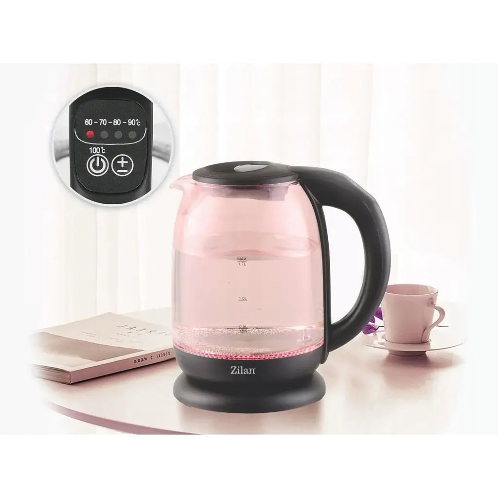 Чайник электрический Zilan ZLN3956 с разноцветной подсветкой сенсорным управлением и выбором температур - фото 8