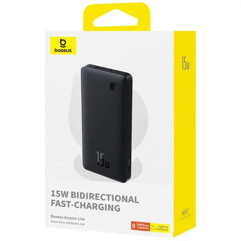 Зовнішній акумулятор Baseus Airpow Lite Power Bank 10000mAh 15W Cosmic Black (With Simple Series Data Cable USB to Type-C 30cm Black) (P10067500123-00) - фото 2