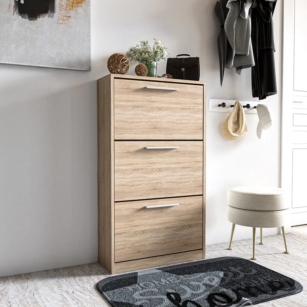 Полиця для взуття Flamecame підлогова на 3 шухляди з ДСП з ручками в стилі лофт II FST-21 - фото 9