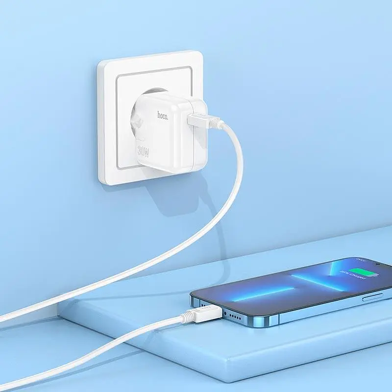 Адаптер мережевий HOCO Advantage single port charger C112A сам блок білий - фото 8