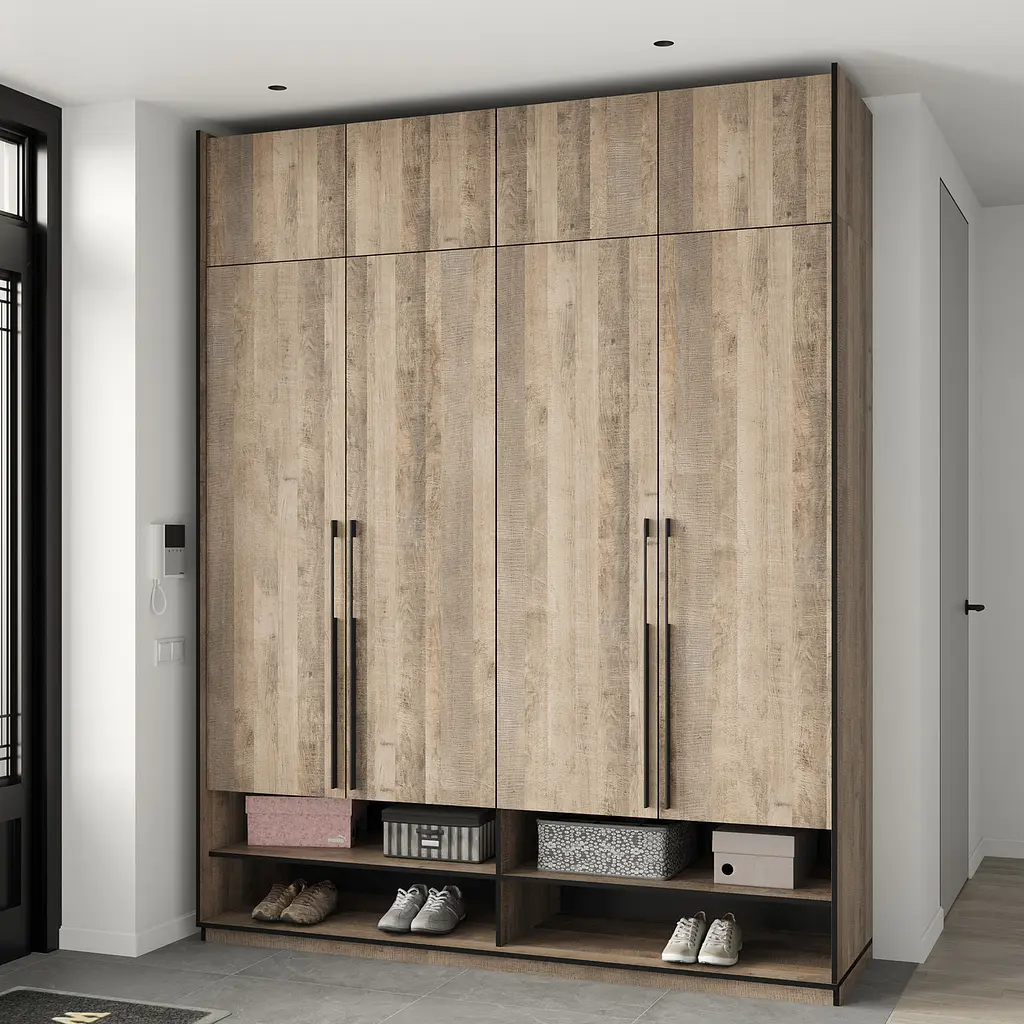 Шафа для одягу Flamecame у передпокій зі штангою та поличками на 4 двері FR-10 Гранж Пісочний - фото 3