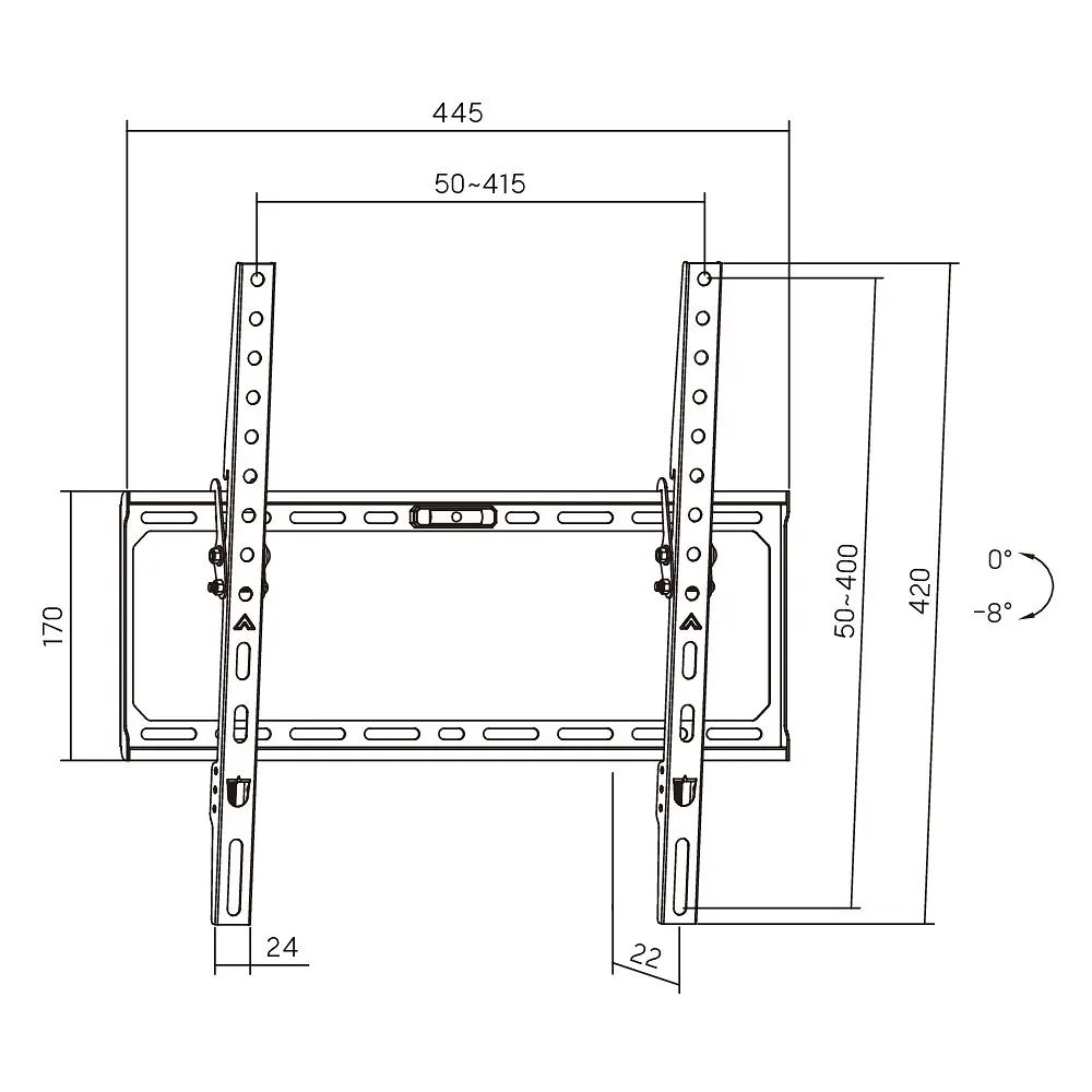Кронштейн для ТВ AGN AGN75-440T з нахилом/32"-75"/45 кг/max.VESA 400x400/Чорний - фото 5