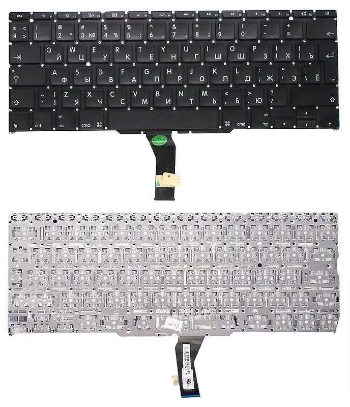Клавіатура для ноутбука Apple MacBook Air 2011+ A1370 (2010, 2011), A1465 (2012, 2013, 2014, 2015) з підсвічуванням (Light) Black, (Оригінал), (No Frame), RU (вертикальний) - фото 3